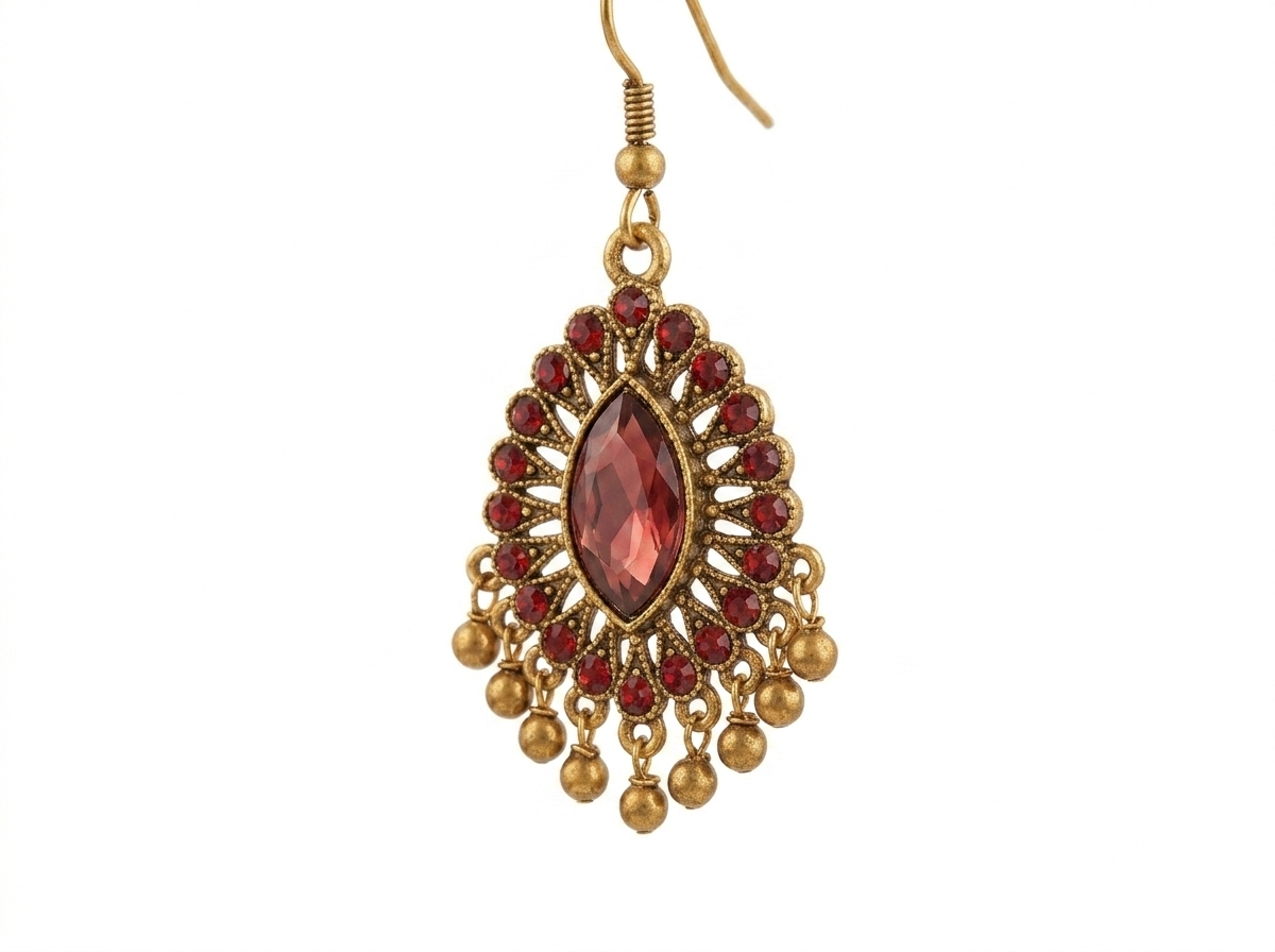 Klasik Vintage Royal Garnet Jewelry Set (Necklace + Earrings)