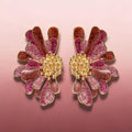 Tri-Tone Glitter Petal Statement Earrings