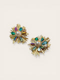 ✨ Radiant Pearl Burst Statement Earrings – Colorful Luxury Glow