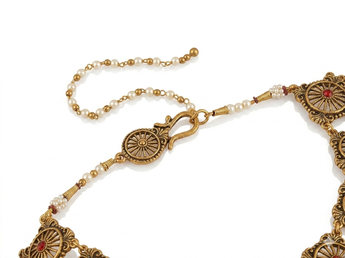 Klasik Vintage Royal Garnet Jewelry Set (Necklace + Earrings)