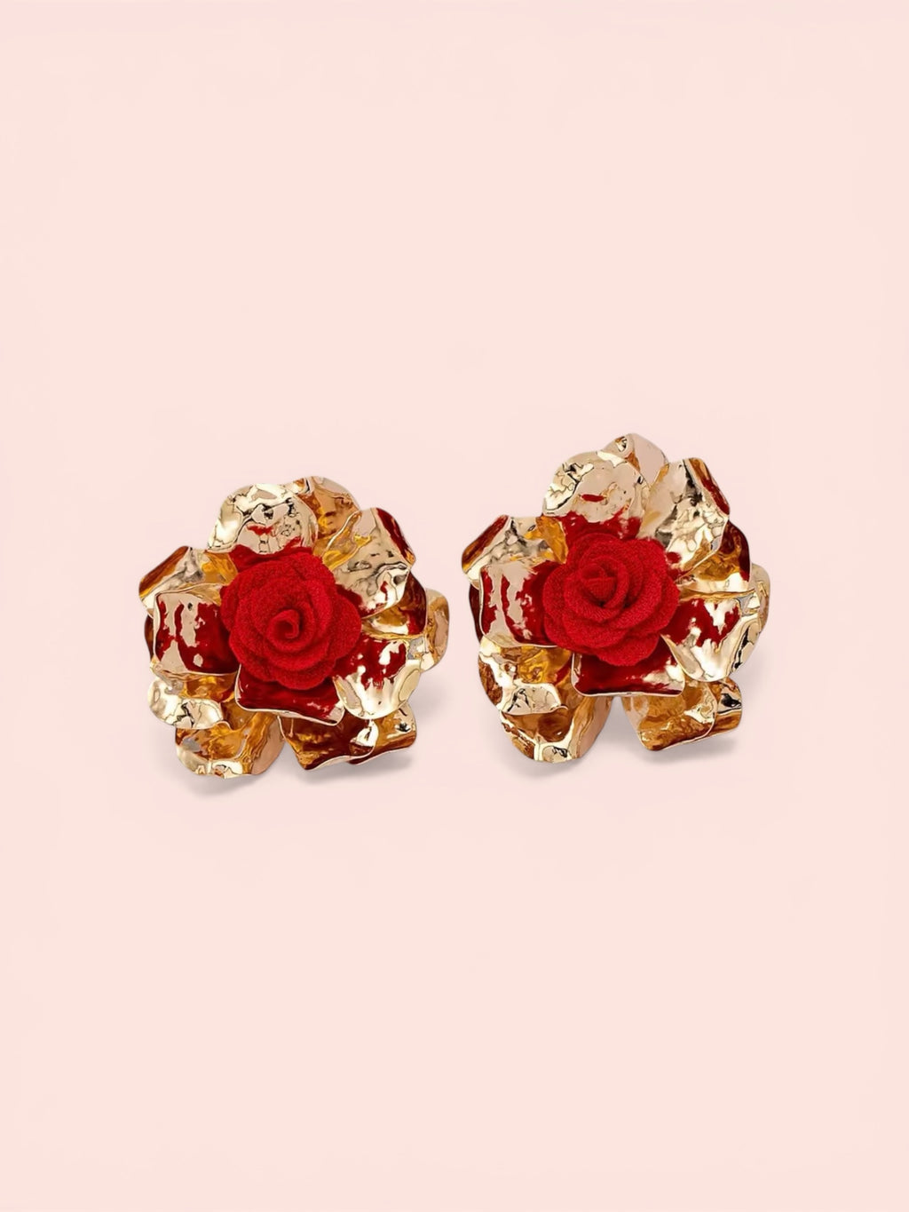 🌹 Gold Rose Statement Earrings – Bold Elegance, Timeless Beauty