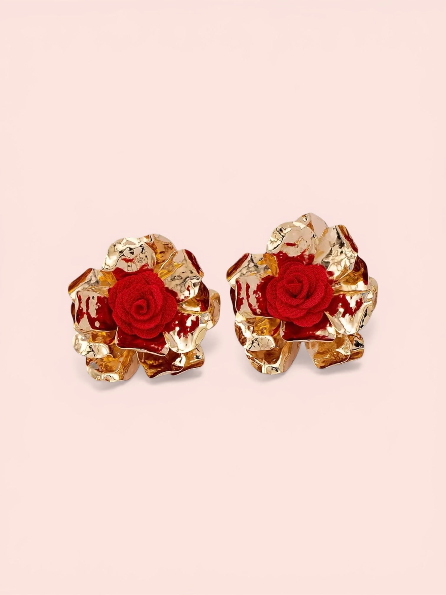 🌹 Gold Rose Statement Earrings – Bold Elegance, Timeless Beauty