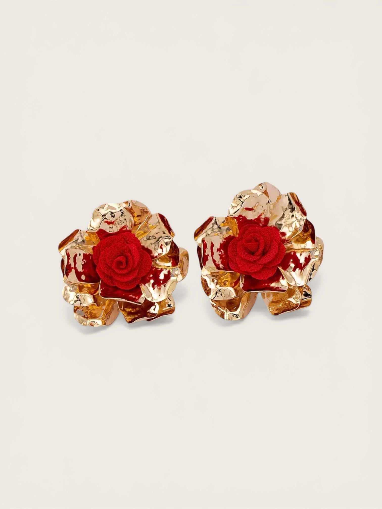 🌹 Gold Rose Statement Earrings – Bold Elegance, Timeless Beauty