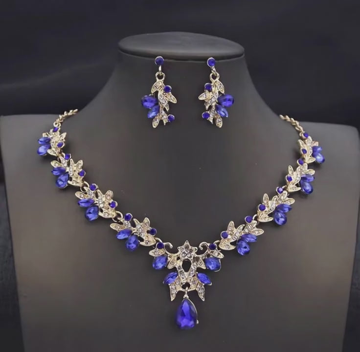Klasik Royal Sapphire Jewelry Set (Necklace + Earrings)